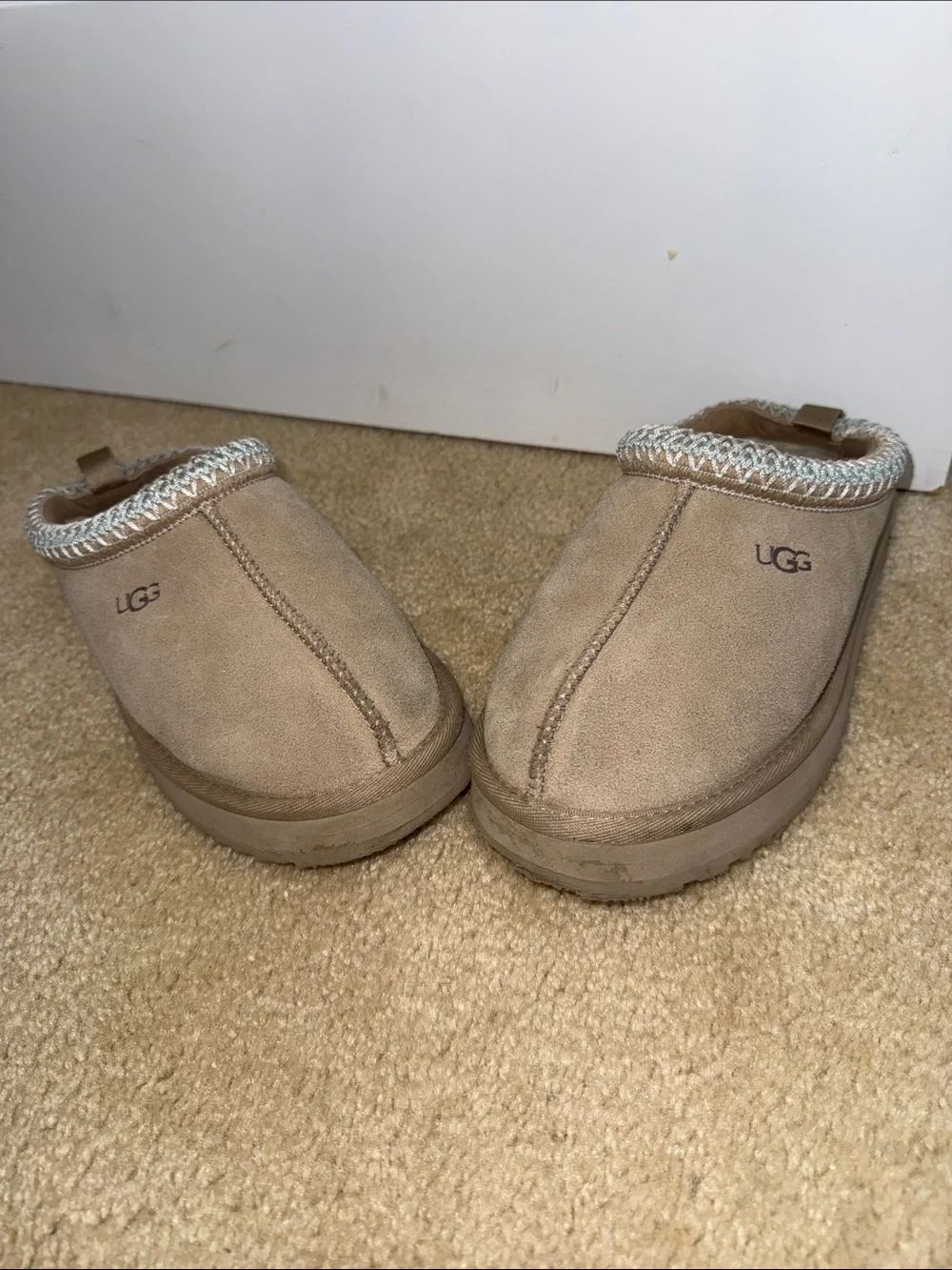 UGG Kids Tan Suede Slip-On Clog with Trim